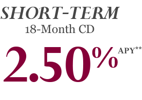 SHORT-TERM 18-Month CD 2.50% APY**